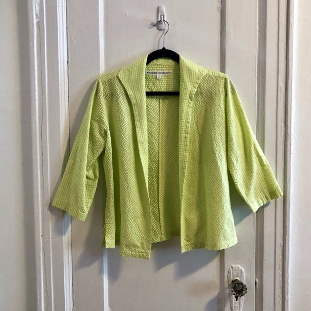 Vintage Lime Green Gingham Light Spring Jacket